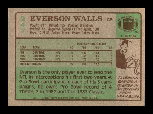 1984 Topps Everson Walls