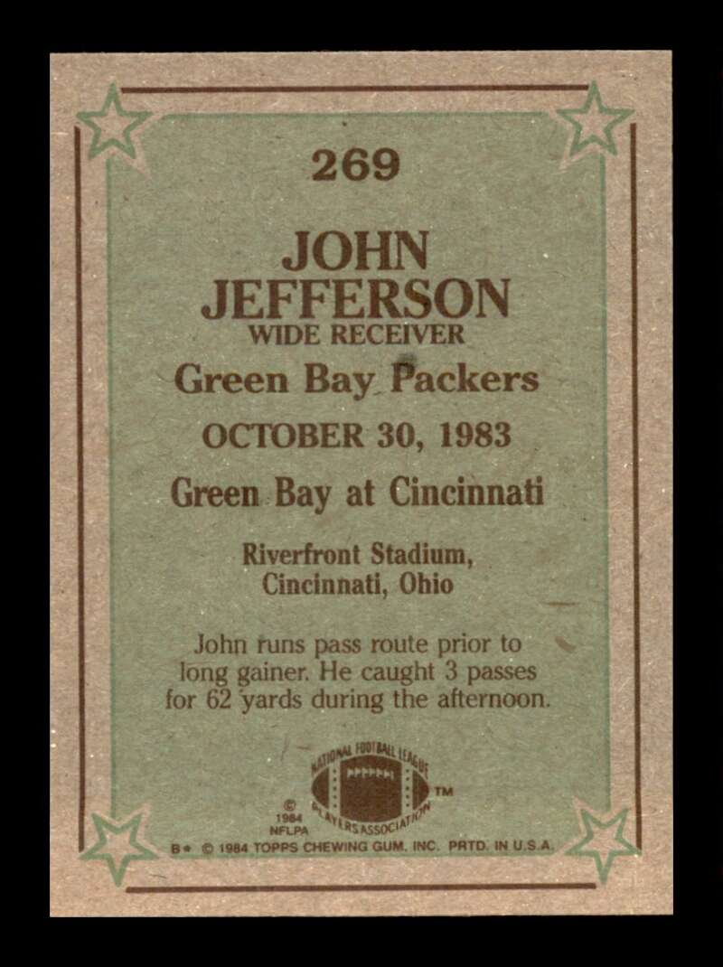 Load image into Gallery viewer, 1984 Topps John Jefferson #269 Green Bay Packers Image 2
