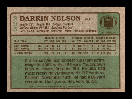 1984 Topps Darrin Nelson