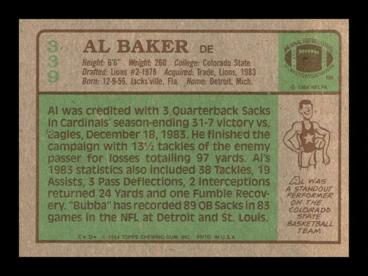 1984 Topps Al Baker