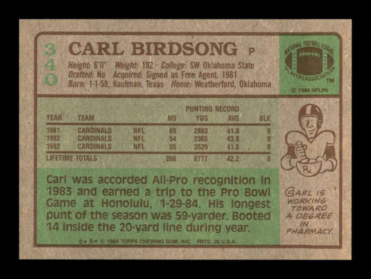 1984 Topps Carl Birdsong