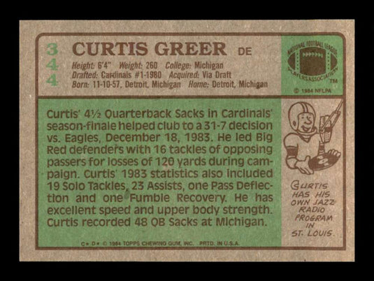 1984 Topps Curtis Greer 