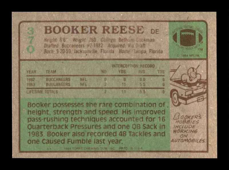 Load image into Gallery viewer, 1984 Topps Booker Reese #370 Tampa Bay Buccaneers Image 2
