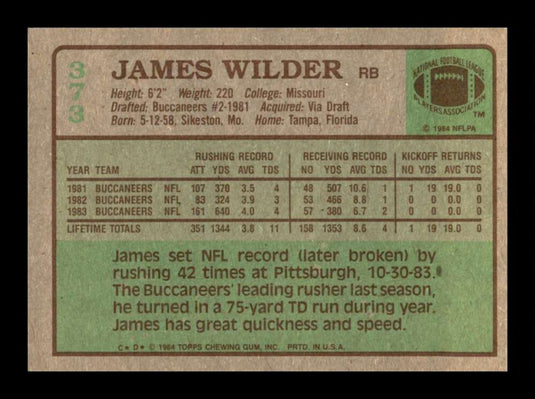 1984 Topps James Wilder 