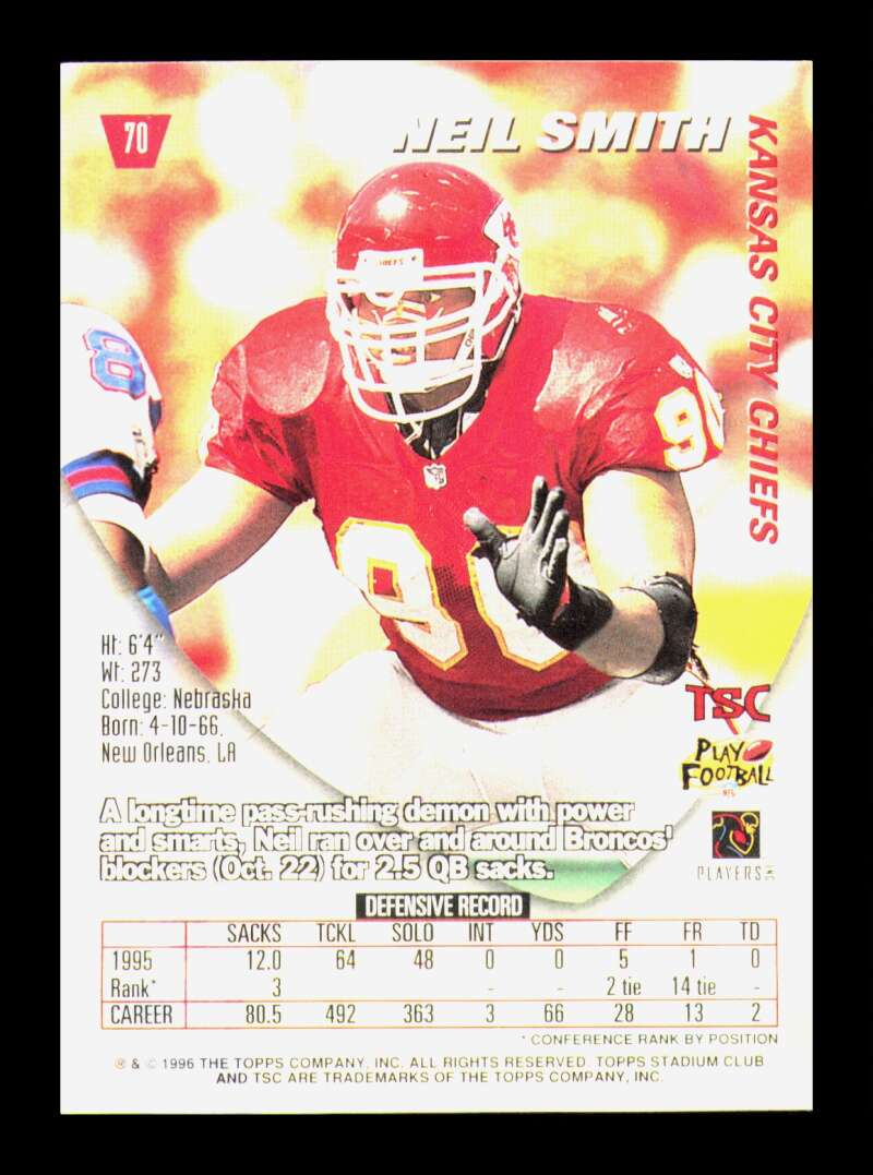 Load image into Gallery viewer, 1996 Topps Stadium Club Matrix Neil Smith #70 Kansas City Chiefs  Image 2
