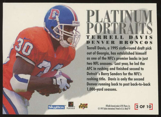 1997 Skybox Metal Universe Platinum Portraits Terrell Davis 