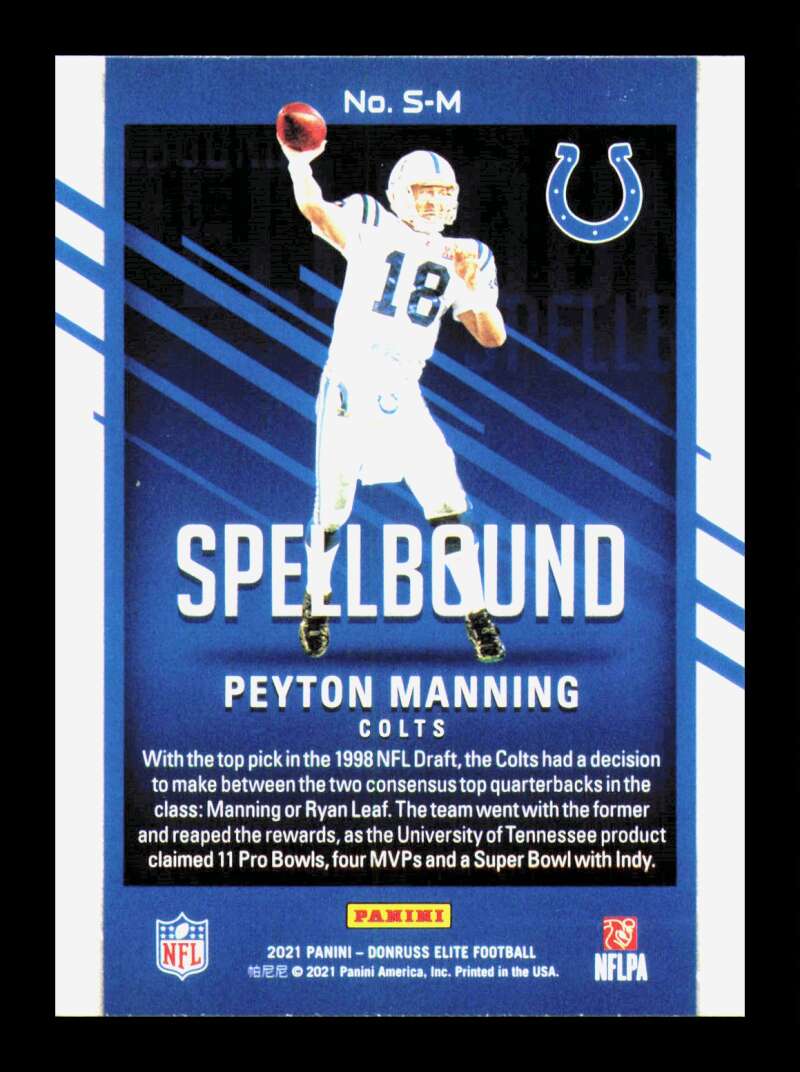 Load image into Gallery viewer, 2021 Donruss Elite Spellbound Pink Peyton Manning #S-M Indianapolis Colts  Image 2
