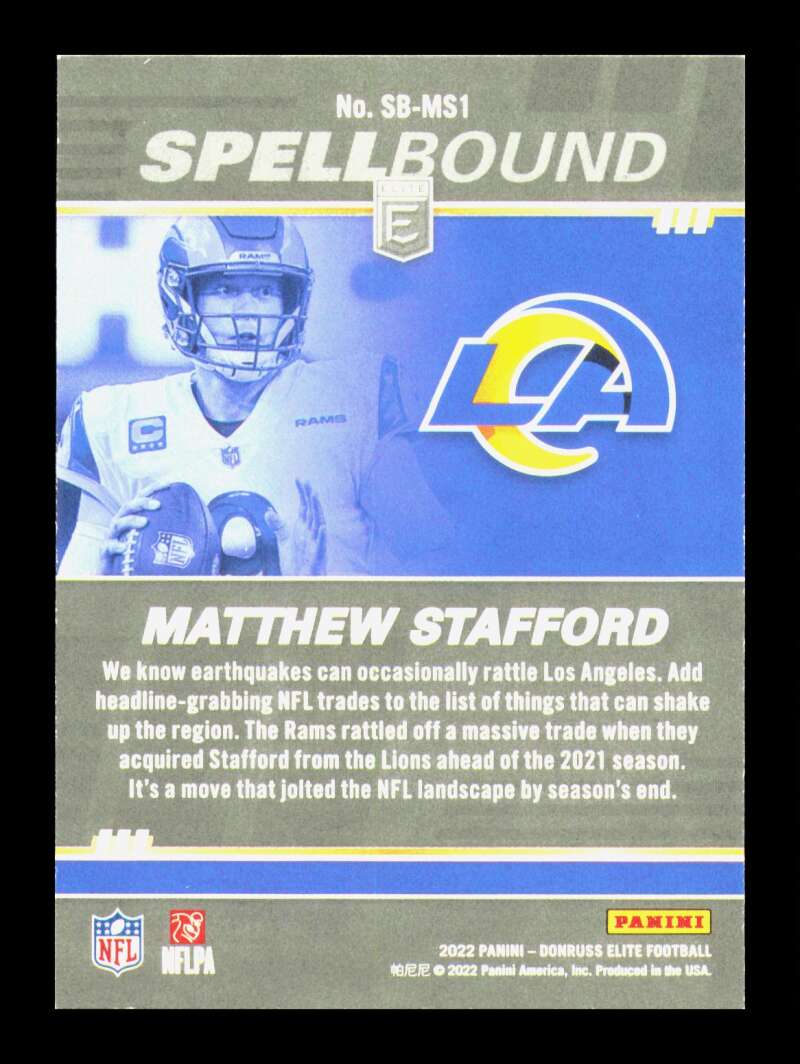 Load image into Gallery viewer, 2022 Donruss Elite Spellbound Green Matthew Stafford #SB-MS1 Los Angeles Rams  Image 2
