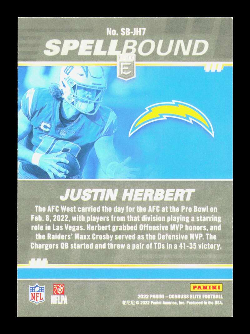 Load image into Gallery viewer, 2022 Donruss Elite Spellbound Green Justin Herbert #SB-JH7 Los Angeles Chargers  Image 2
