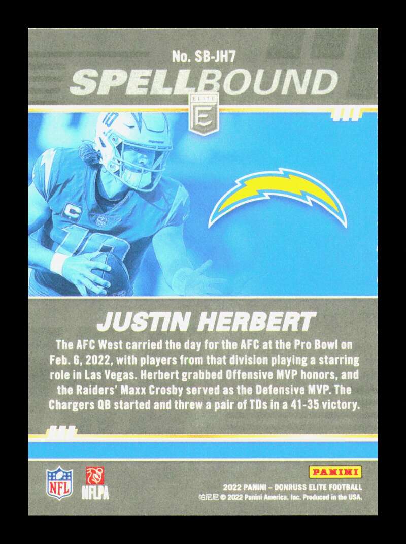 Load image into Gallery viewer, 2022 Donruss Elite Spellbound Green Justin Herbert #SB-JH7 Los Angeles Chargers  Image 2
