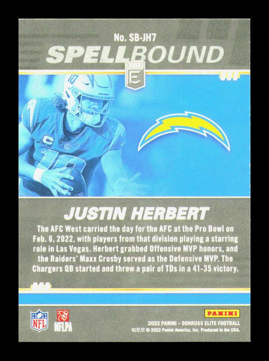 2022 Donruss Elite Spellbound Green Justin Herbert