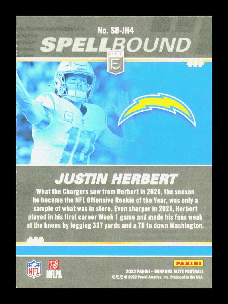 Load image into Gallery viewer, 2022 Donruss Elite Spellbound Green Justin Herbert #SB-JH4 Los Angeles Chargers  Image 2
