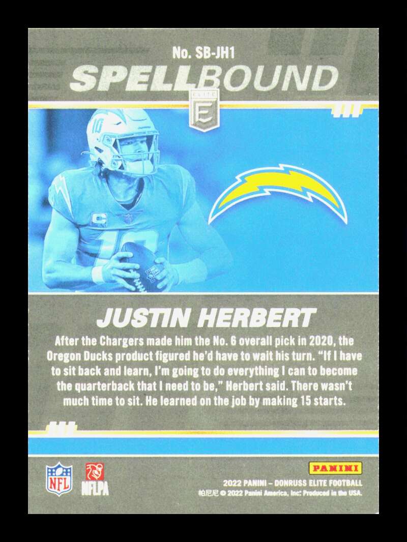 Load image into Gallery viewer, 2022 Donruss Elite Spellbound Green Justin Herbert #SB-JH1 Los Angeles Chargers  Image 2
