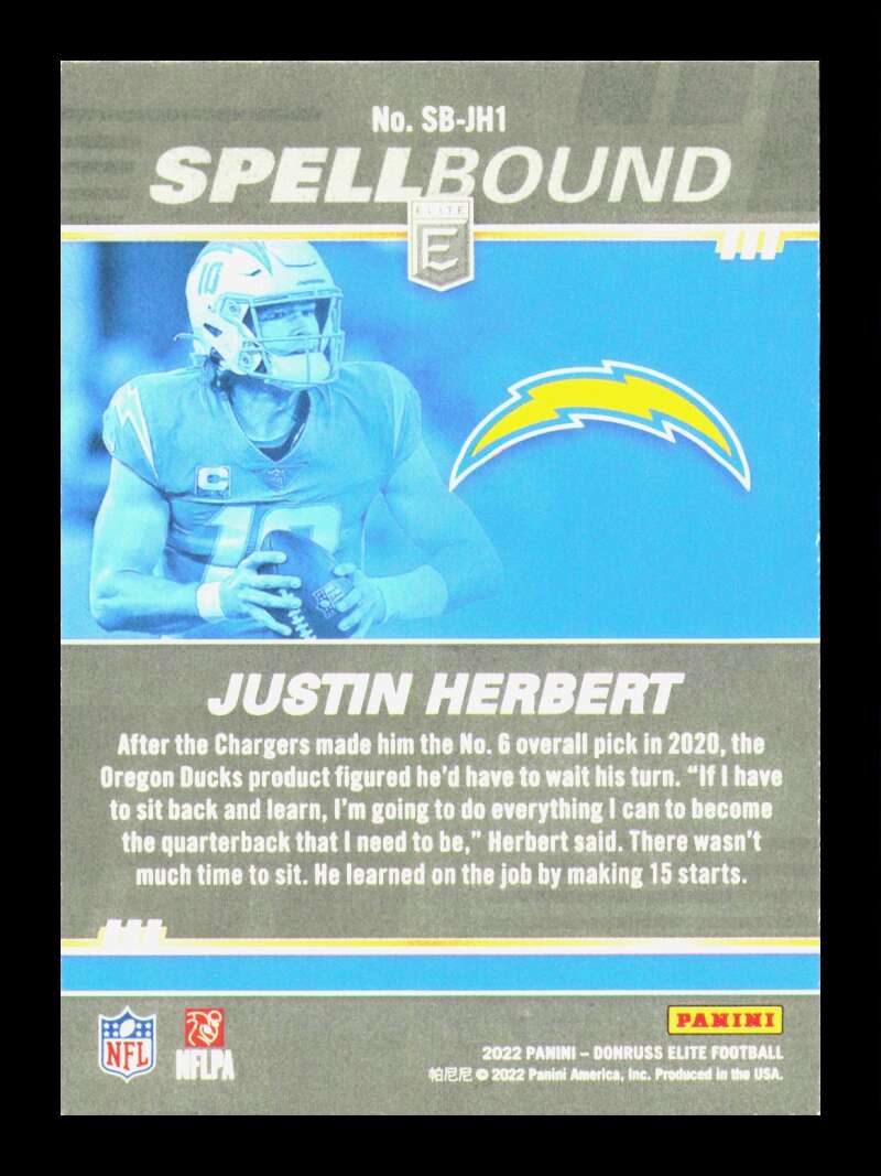 Load image into Gallery viewer, 2022 Donruss Elite Spellbound Green Justin Herbert #SB-JH1 Los Angeles Chargers  Image 2
