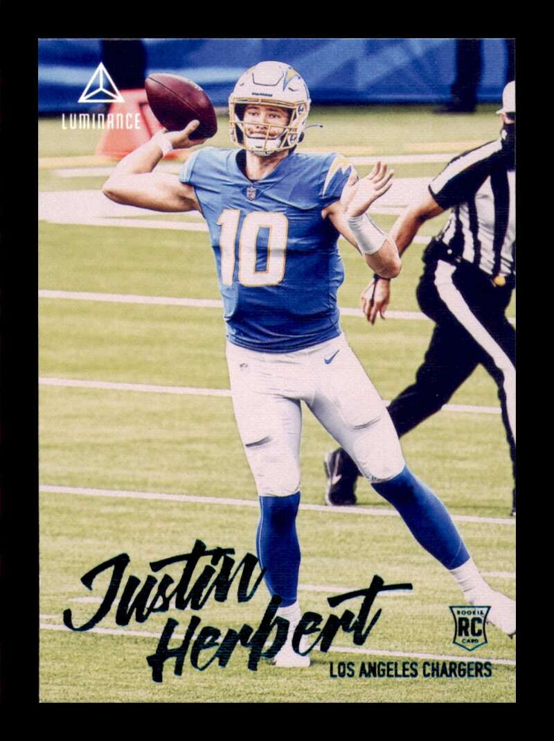 Load image into Gallery viewer, 2020 Panini Chronicles Luminance Teal Justin Herbert #203 Los Angeles Chargers Rookie RC Image 1
