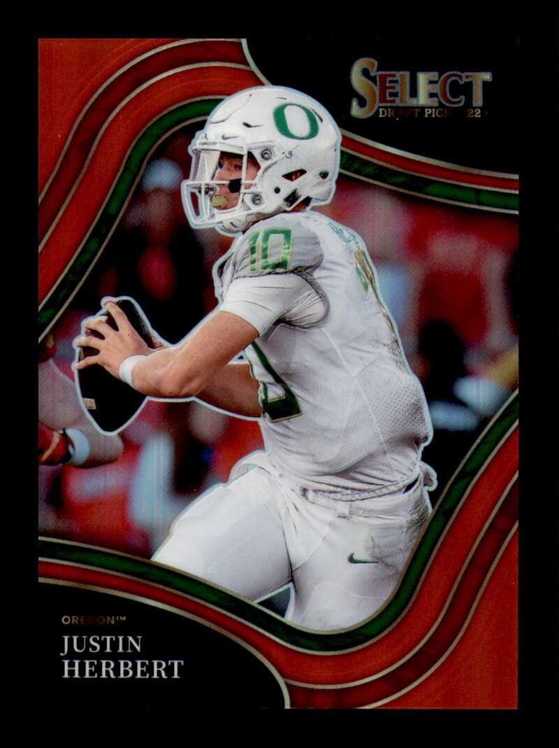 Load image into Gallery viewer, 2022 Panini Select Draft Red Prizm Justin Herbert #135 Oregon Ducks /149  Image 1
