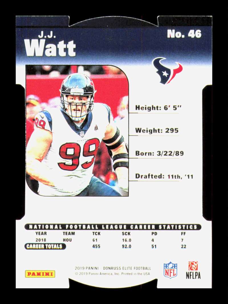 Load image into Gallery viewer, 2019 Panini Elite 1999 Elite Status Die Cut J.J. Watt #46 Houston Texans /99  Image 2
