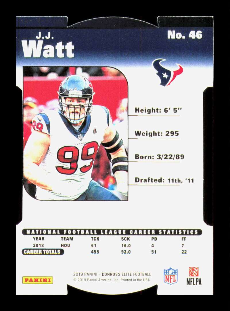 Load image into Gallery viewer, 2019 Panini Elite 1999 Elite Status Die Cut J.J. Watt #46 Houston Texans /99  Image 2
