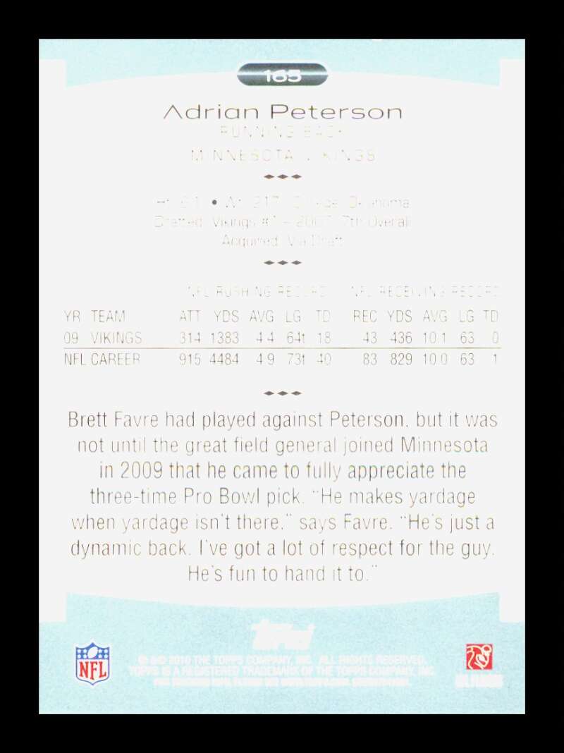 Load image into Gallery viewer, 2010 Topps Platinum Adrian Peterson #165 Minnesota Vikings  Image 2
