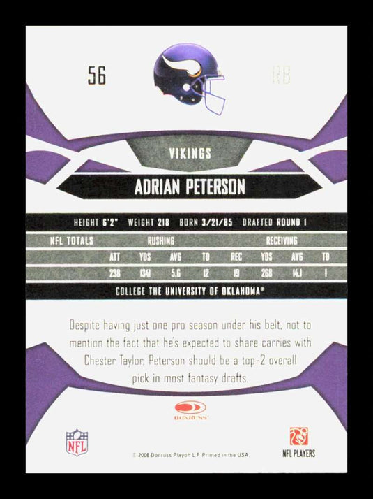 2008 Donruss Gridiron Gear Adrian Peterson 