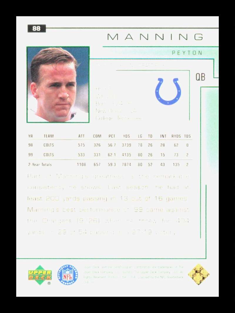 Load image into Gallery viewer, 2000 Upper Deck Peyton Manning #88 Indianapolis Colts  Image 2
