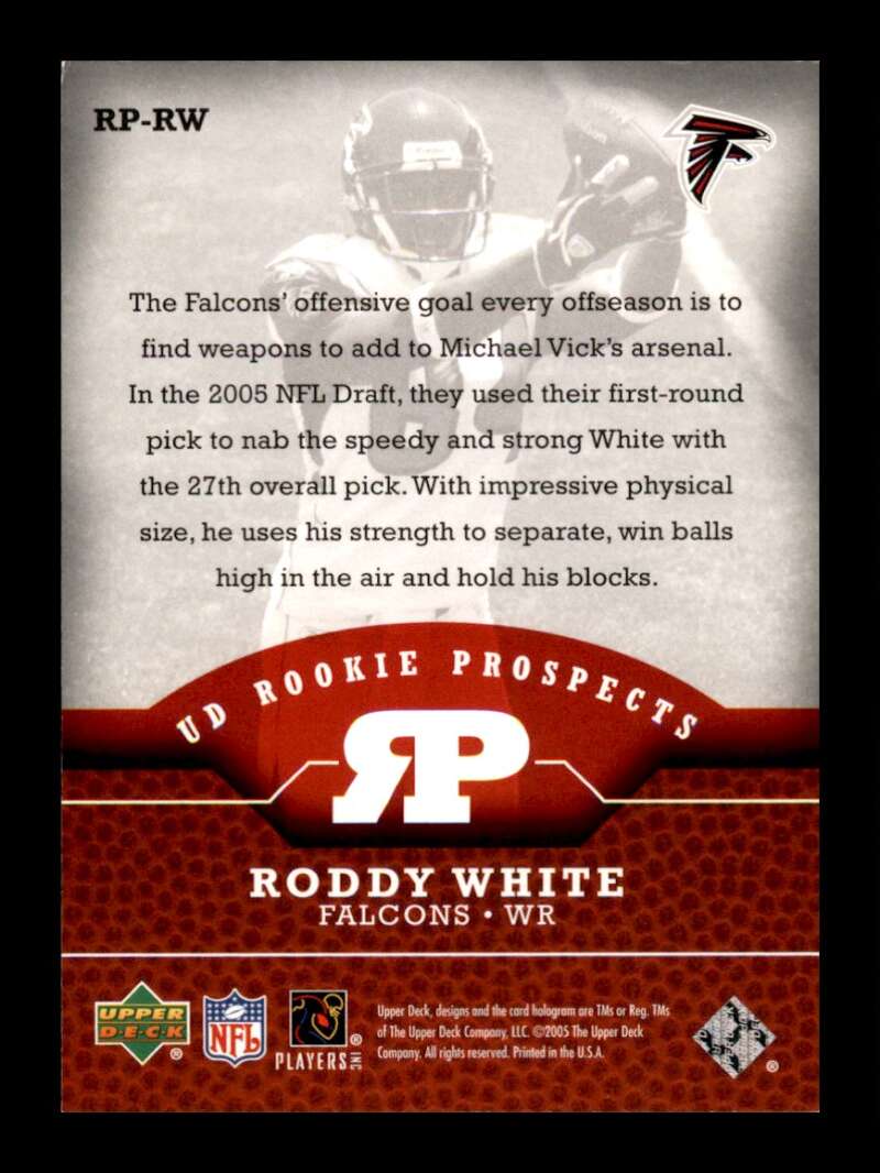 Load image into Gallery viewer, 2005 Upper Deck Rookie Prospects Roddy White #RP-RW Atlanta Falcons Rookie RC Image 2
