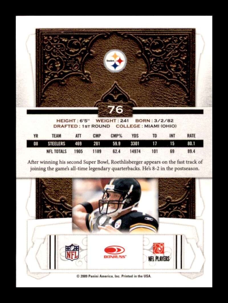 Load image into Gallery viewer, 2009 Donruss Classics Ben Roethlisberger #76 Pittsburgh Steelers  Image 2
