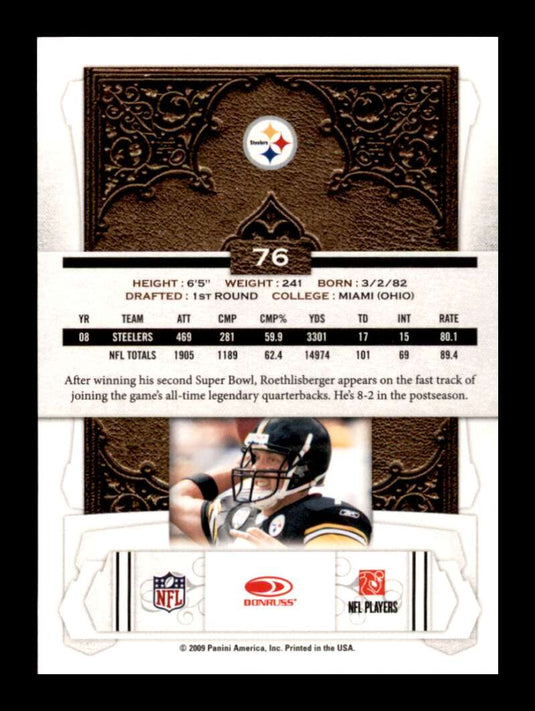 2009 Donruss Classics Ben Roethlisberger 