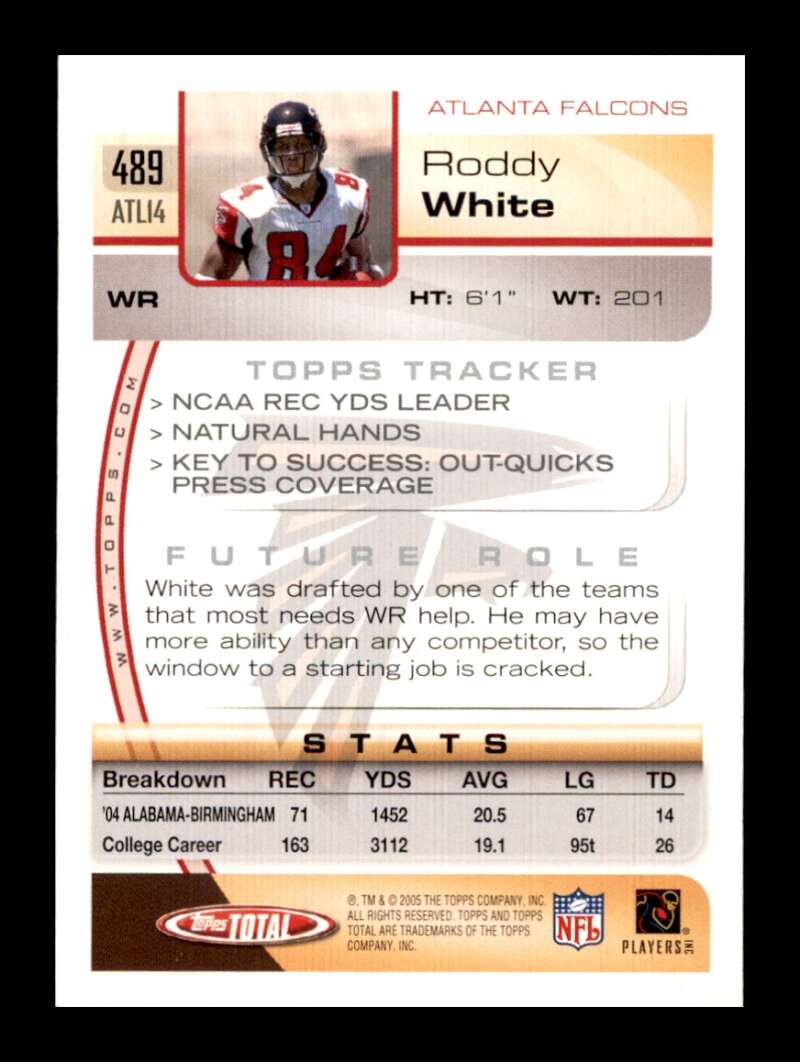 Load image into Gallery viewer, 2005 Topps Total Roddy White #489 Atlanta Falcons Rookie RC  Image 2
