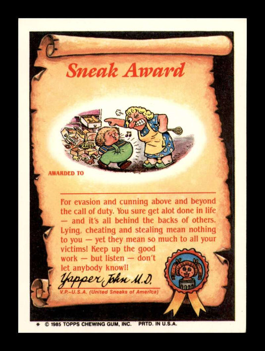 1985 Topps Garbage Pail Kids Series 2 Sumo Sid