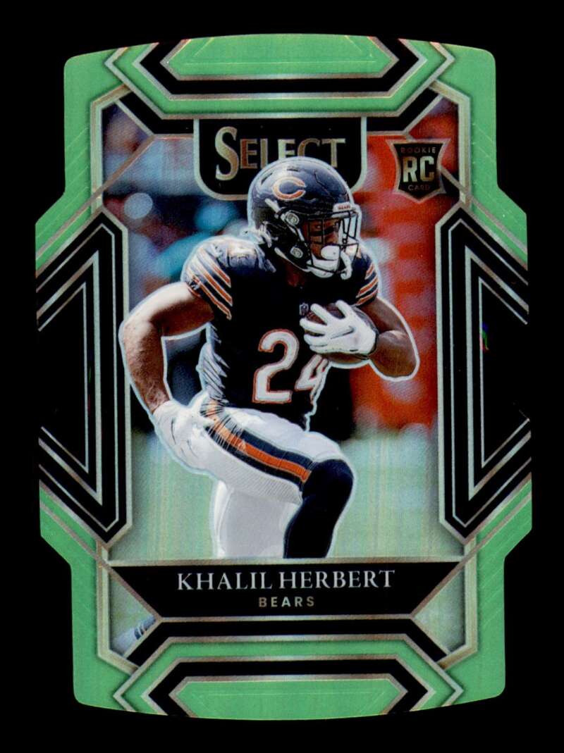 Load image into Gallery viewer, 2021 Panini Select Neon Green Prizm Die Cut Khalil Herbert #297 Chicago Bears Rookie RC /349  Image 1
