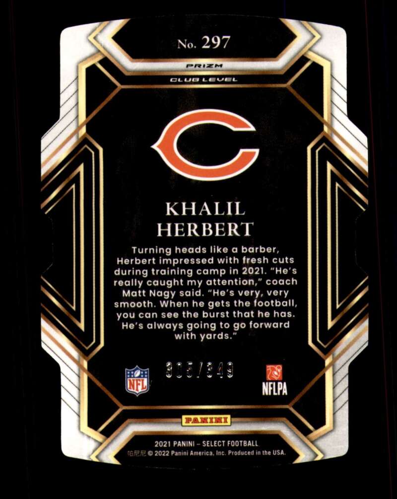 Load image into Gallery viewer, 2021 Panini Select Neon Green Prizm Die Cut Khalil Herbert #297 Chicago Bears Rookie RC /349  Image 2
