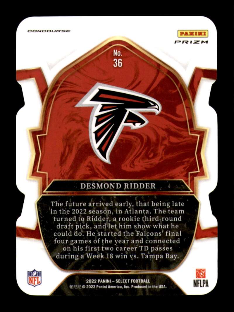 Load image into Gallery viewer, 2022 Panini Select Green Yellow Prizm Die Cut Desmond Ridder #36 Atlanta Falcons Rookie RC Image 2
