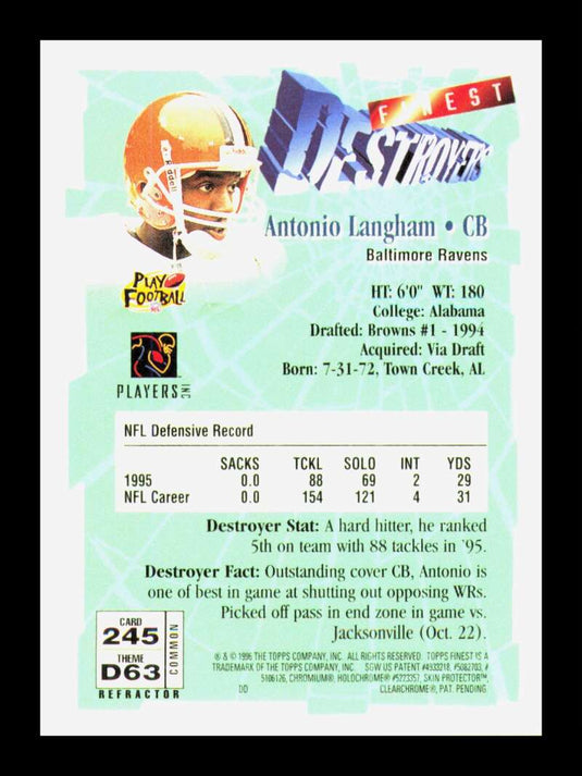 1996 Topps Finest Refractor Antonio Langham