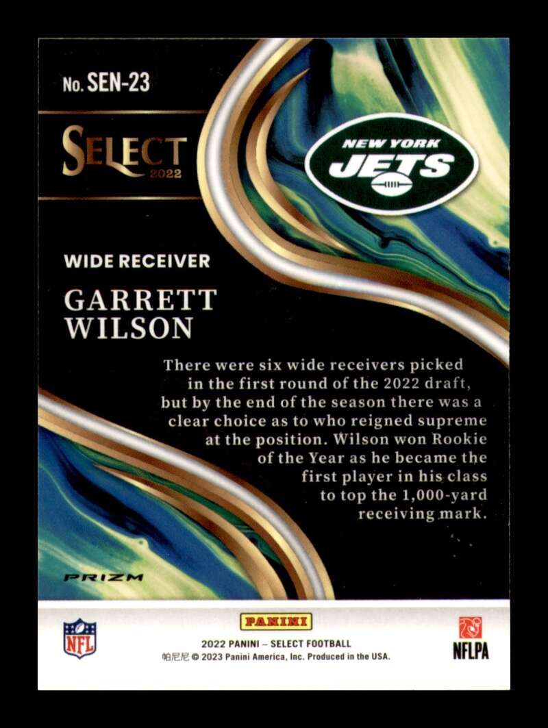 Load image into Gallery viewer, 2022 Panini Select Sensations Silver Prizm Garrett Wilson #SEN-23 New York Jets  Image 2
