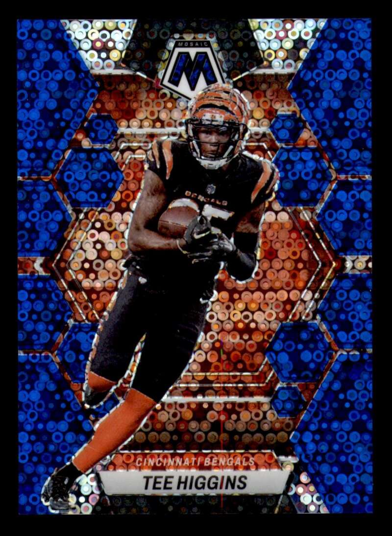 Load image into Gallery viewer, 2023 Panini Mosaic No Huddle Blue Disco Prizm Tee Higgins #42 Cincinnati Bengals /75  Image 1
