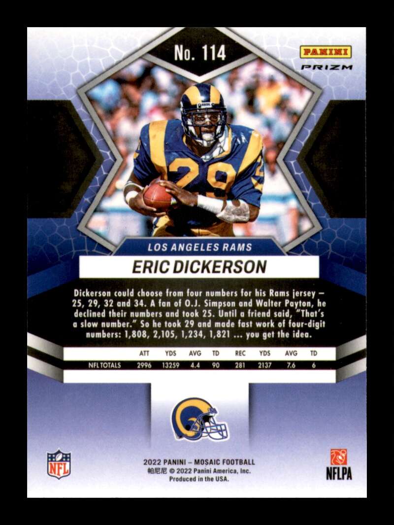 Load image into Gallery viewer, 2022 Panini Mosaic Red Sparkle Prizm Eric Dickerson #114 Los Angeles Rams  Image 2
