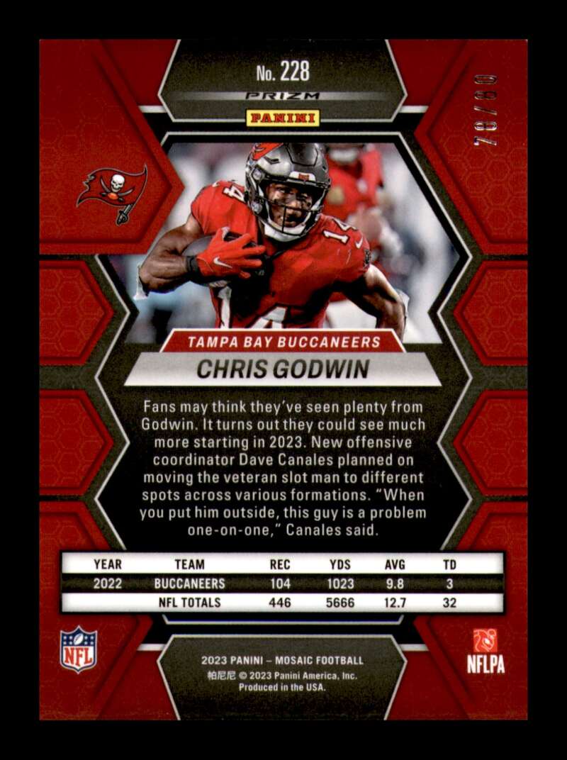 Load image into Gallery viewer, 2023 Panini Mosaic Choice Fusion Red Yellow Prizm Chris Godwin #228 Tampa Bay Buccaneers /80  Image 2
