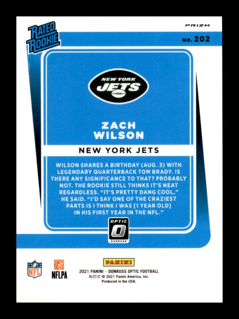Load image into Gallery viewer, 2021 Donruss Optic Holo Variation Zach Wilson #202 New York Jets Rookie RC  Image 2
