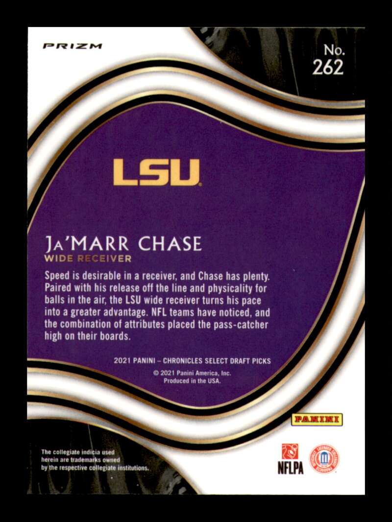 Load image into Gallery viewer, 2021 Panini Chronicles Draft Select Silver Prizm Ja&#39;Marr Chase #262 LSU Tigers Rookie RC Image 2
