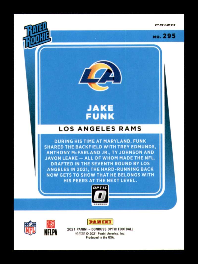 Load image into Gallery viewer, 2021 Donruss Optic Purple Velocity Prizm Jake Funk #295 Los Angeles Rams Rookie RC  Image 2
