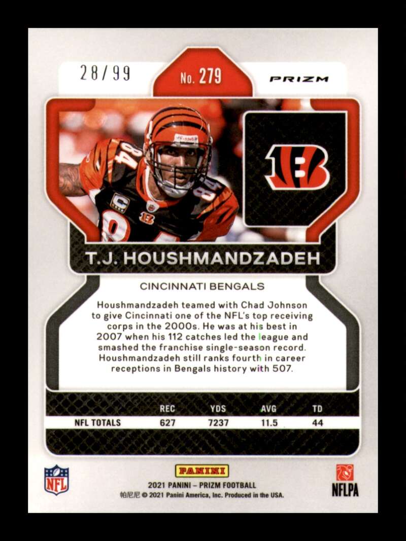 Load image into Gallery viewer, 2021 Panini Prizm Blue Ice Prizm T.J. Houshmandzadeh #279 Cincinnati Bengals /99  Image 2
