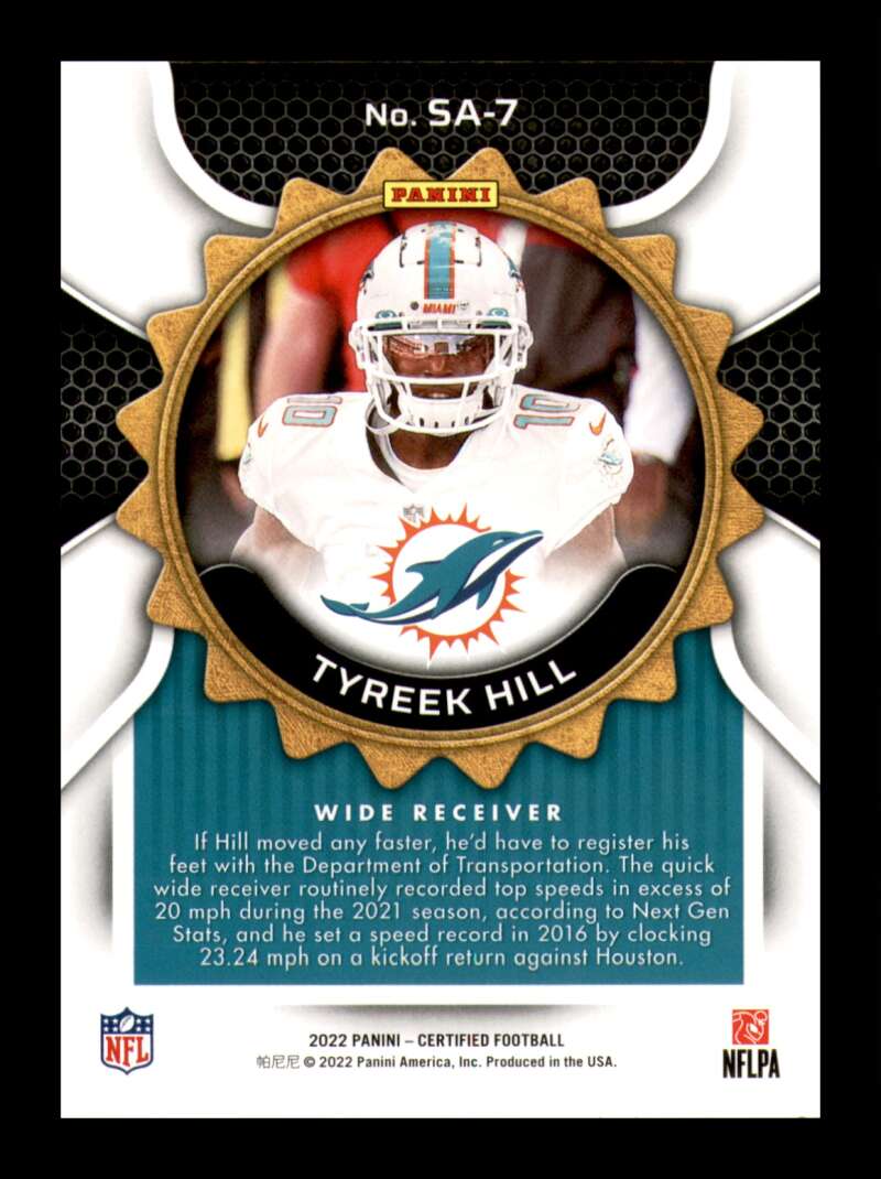 Load image into Gallery viewer, 2022 Panini Certified Seal of Approval Mirror Red Tyreek Hill #SA-7 Miami Dolphins /99  Image 2
