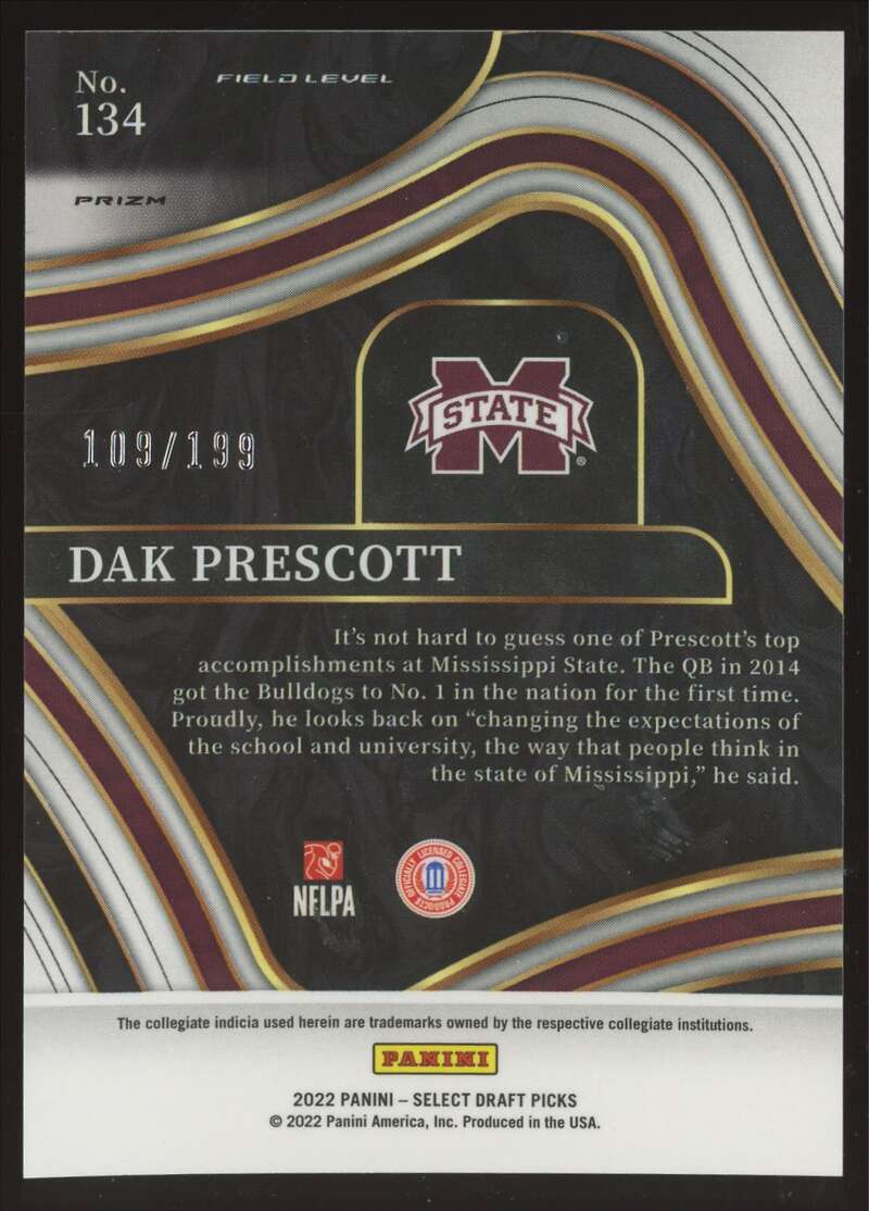 Load image into Gallery viewer, 2022 Panini Select Draft Tri Color Prizm Dak Prescott #134 Dallas Cowboys /199  Image 2
