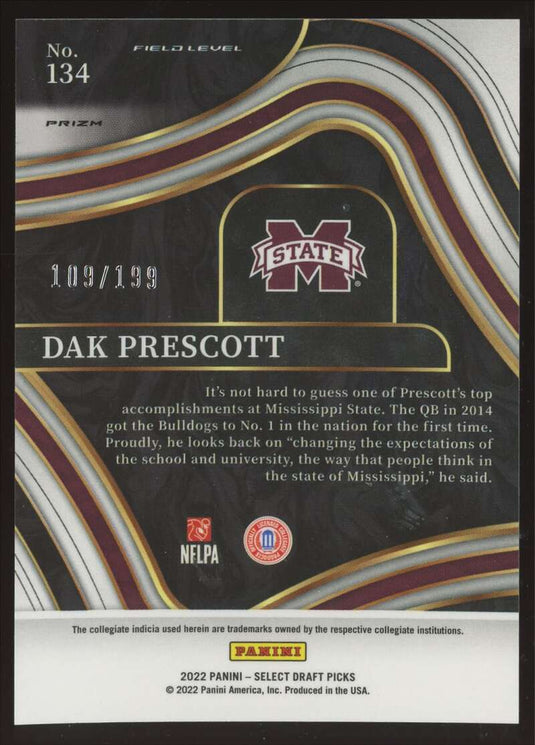 2022 Panini Select Draft Tri Color Prizm Dak Prescott 