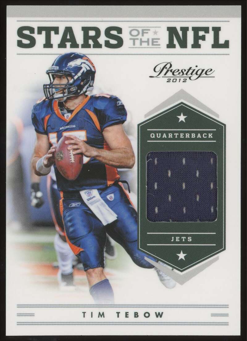 Load image into Gallery viewer, 2012 Panini Prestige Stars of the NFL Materials Tim Tebow #10 New York Jets Patch Relic /55  Image 1
