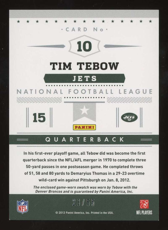 2012 Panini Prestige Stars of the NFL Materials Tim Tebow