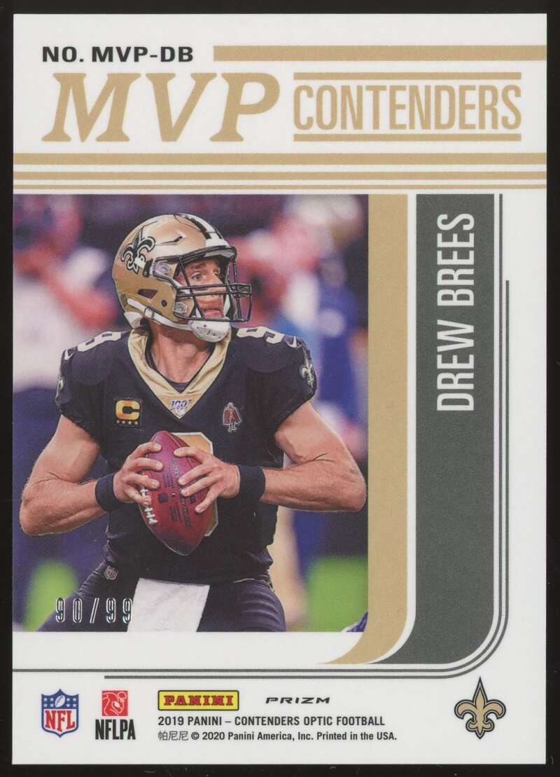 Load image into Gallery viewer, 2019 Panini Contenders Optic MVP Contenders Blue Drew Brees #MVP-DB New Orleans Saints /99  Image 2
