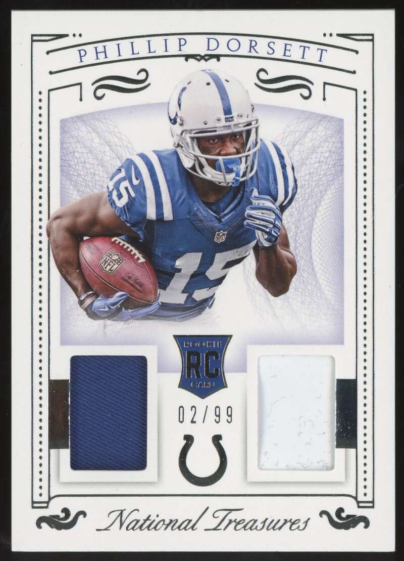 Load image into Gallery viewer, 2015 Panini National Treasures Dual Materials Phillip Dorsett #RDM-PD Indianapolis Colts Rookie RC Relic /99  Image 1
