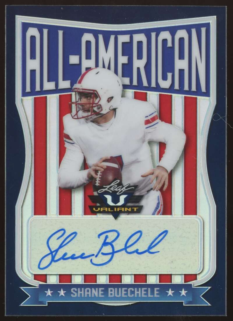 Load image into Gallery viewer, 2021 Leaf Valiant All-American Navy Blue Auto Shane Buechele #AA-SB1 Texas Rookie RC /35 Image 1
